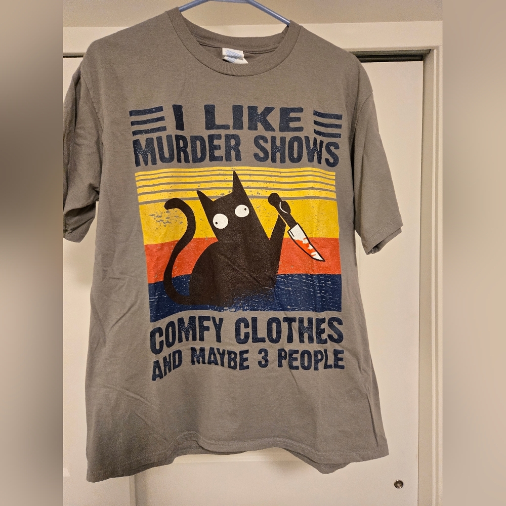 Unisex Gray Graphic T-Shirt with Cat Design